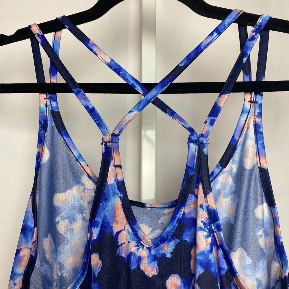 Old Navy Active Womenʻs Go Dry Blue | Pink Floral Workout Tank Large